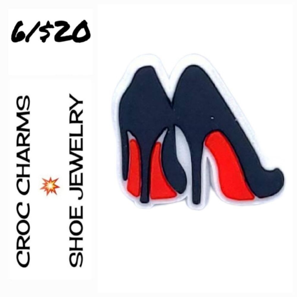 6/$20💋 High Heels 👠 Croc Charm Shoe Jewelry Girly Black Pumps Shoes Fashion
